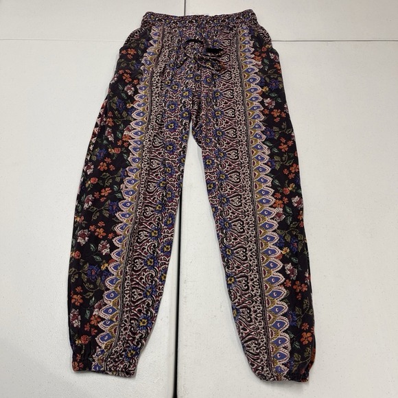 Angie Pants Mixed Boho Print Pull On Joggers Size S Hippie Festival Coachella - Picture 4 of 16